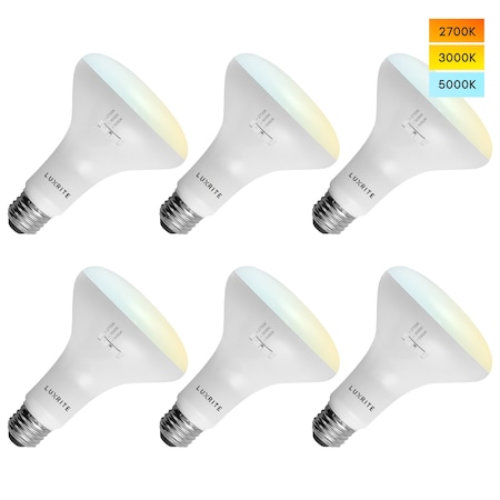 Luxrite BR30 LED Light Bulbs 9W (65W Equivalent) 850LM Dimmable E26 Base 6-Pack LR31857-6PK